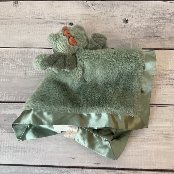 Cloud Island Dragon Wings Lovey Green Plush Baby Security Blanket Satin - Picture 2 of 10